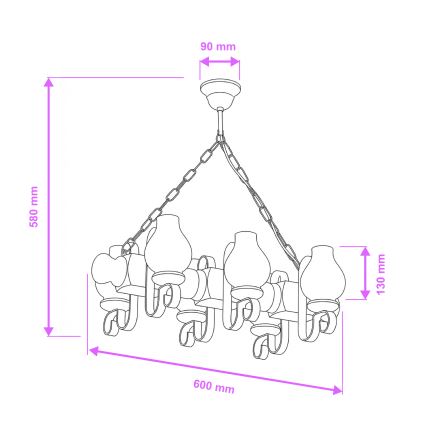 Brilagi - Lestenec na verigi RUSTIC 6xE14/40W/230V bukev