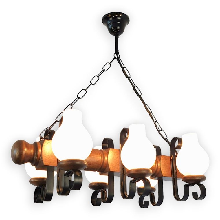 Brilagi - Lestenec na verigi RUSTIC 6xE14/40W/230V bukev/oreh