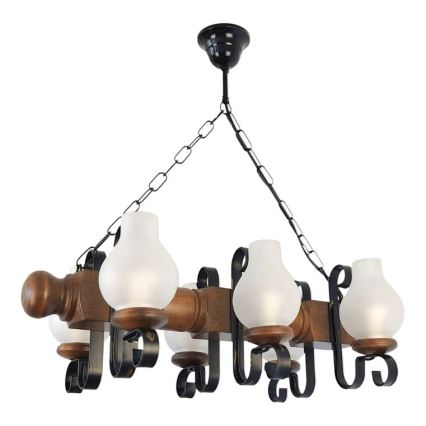 Brilagi - Lestenec na verigi RUSTIC 6xE14/40W/230V bukev/oreh