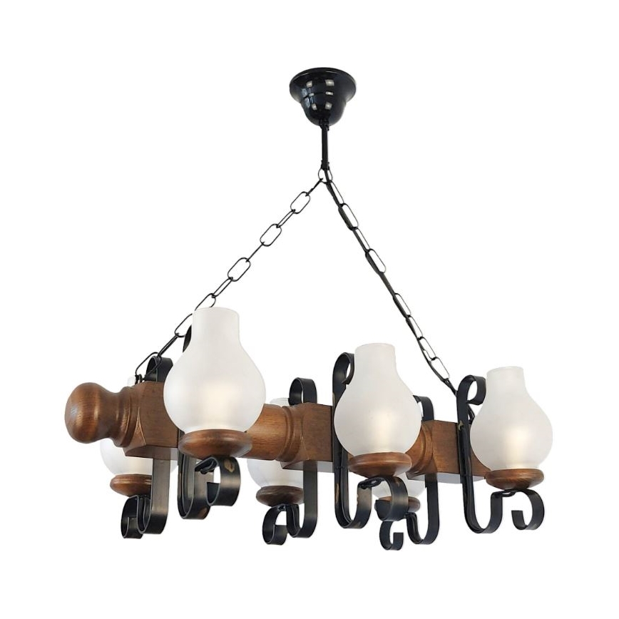 Brilagi - Lestenec na verigi RUSTIC 6xE14/40W/230V bukev/oreh