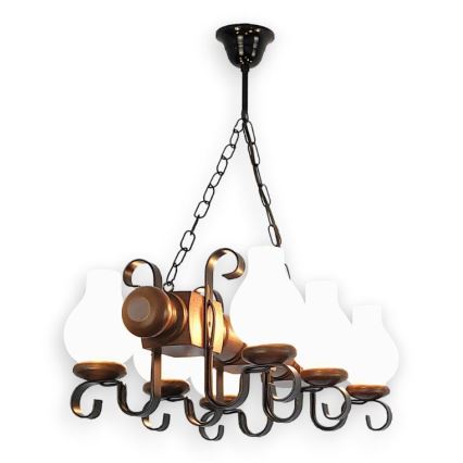 Brilagi - Lestenec na verigi RUSTIC 6xE14/40W/230V bukev/oreh