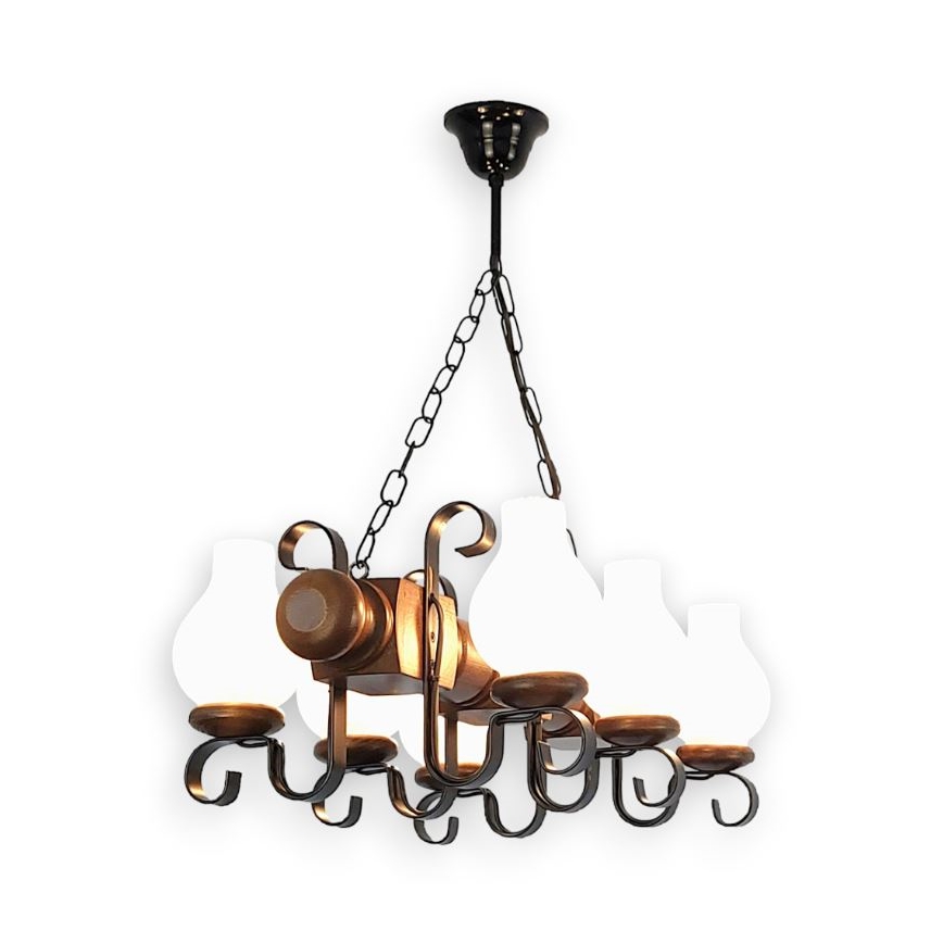Brilagi - Lestenec na verigi RUSTIC 6xE14/40W/230V bukev/oreh