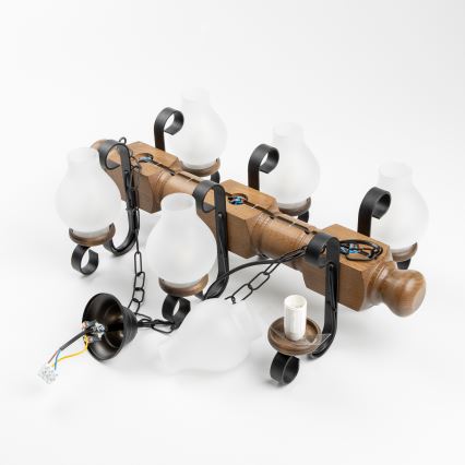 Brilagi - Lestenec na verigi RUSTIC 6xE14/40W/230V bukev/oreh