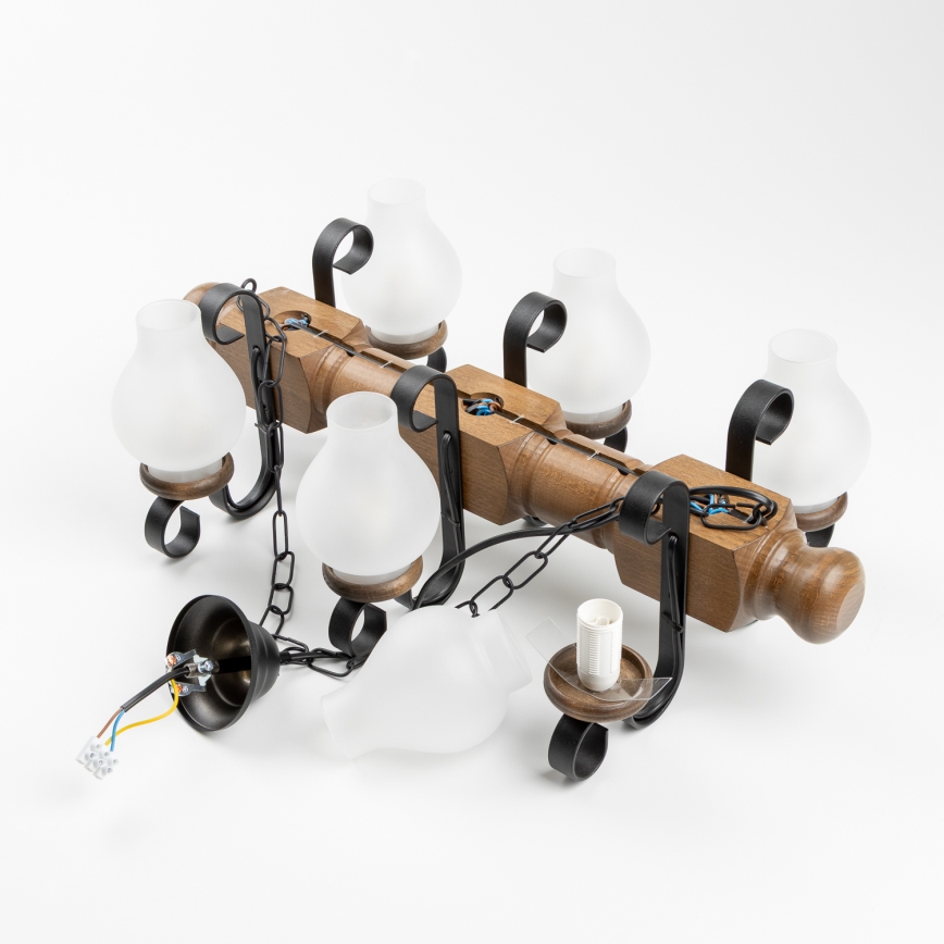 Brilagi - Lestenec na verigi RUSTIC 6xE14/40W/230V bukev/oreh