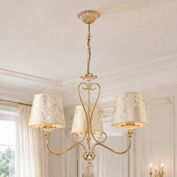 Brilagi - Lestenec na verigi SONIA 3xE27/15W/230V, premer 64 cm, kremna/patina
