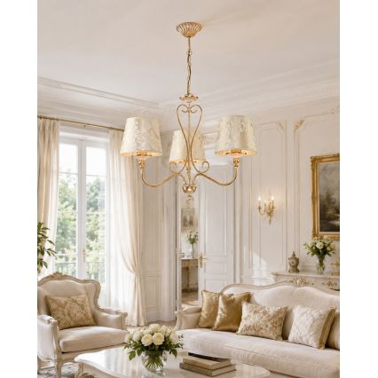 Brilagi - Lestenec na verigi SONIA 3xE27/15W/230V, premer 64 cm, kremna/patina