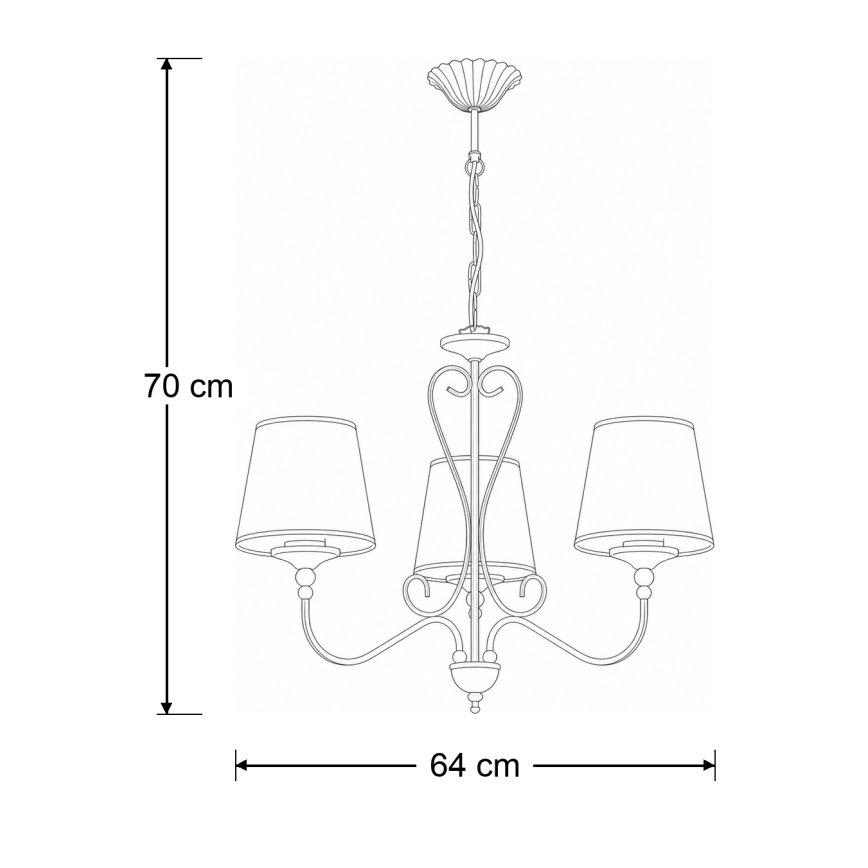 Brilagi - Lestenec na verigi SONIA 3xE27/15W/230V, premer 64 cm, kremna/patina