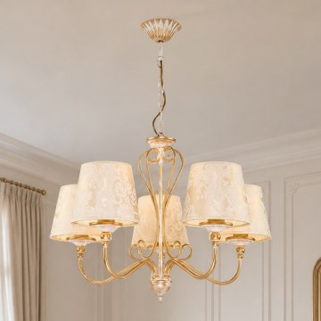 Brilagi - Lestenec na verigi SONIA 5xE27/15W/230V Ø 64 cm kremna/patina