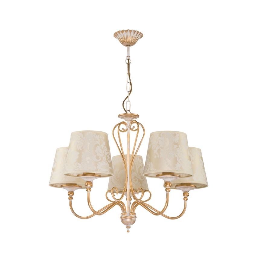 Brilagi - Lestenec na verigi SONIA 5xE27/15W/230V Ø 64 cm kremna/patina