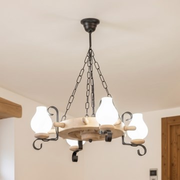 Brilagi - Lestenec na verigi TIMONA 4xE14/40W/230V hrast