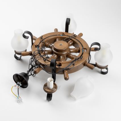 Brilagi - Lestenec na verigi TIMONA 4xE14/40W/230V, premer 50 cm, bukev/oreh