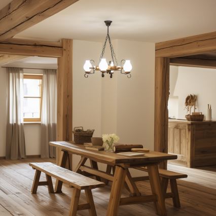 Brilagi - Lestenec na verigi TIMONA 4xE14/40W/230V Ø 50 cm bukev