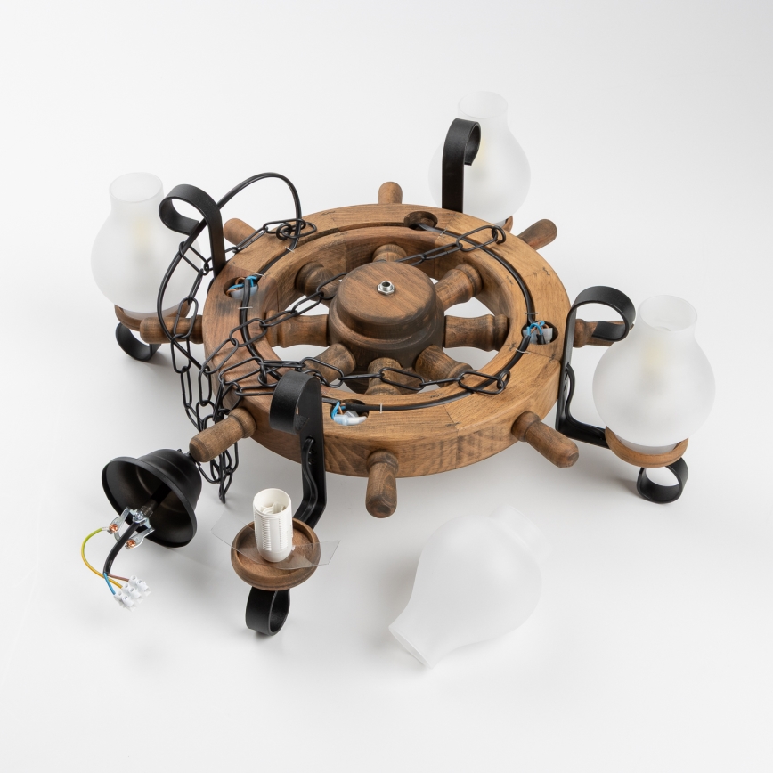 Brilagi - Lestenec na verigi TIMONA 4xE14/40W/230V Ø 50 cm bukev