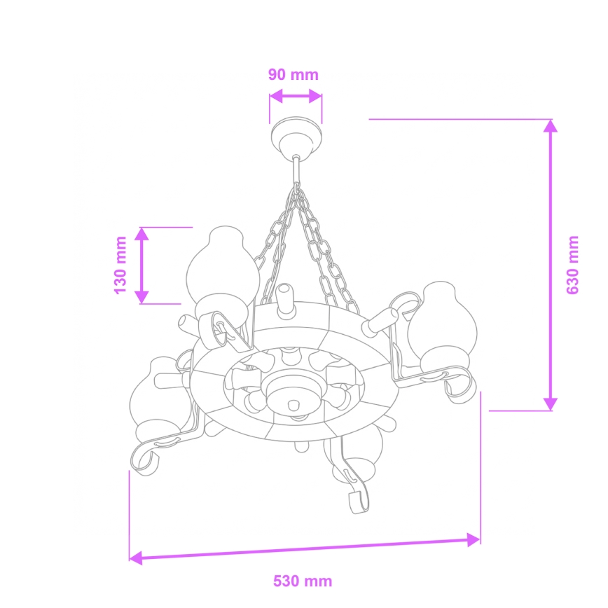 Brilagi - Lestenec na verigi TIMONA 4xE14/40W/230V Ø 50 cm bukev