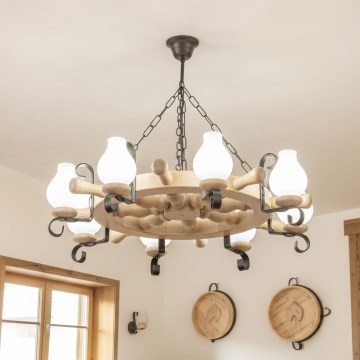 Brilagi - Lestenec na verigi TIMONA 8xE14/40W/230V, hrast