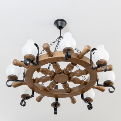 Brilagi - Lestenec na verigi TIMONA 8xE14/40W/230V premer 70 cm buk/oreh