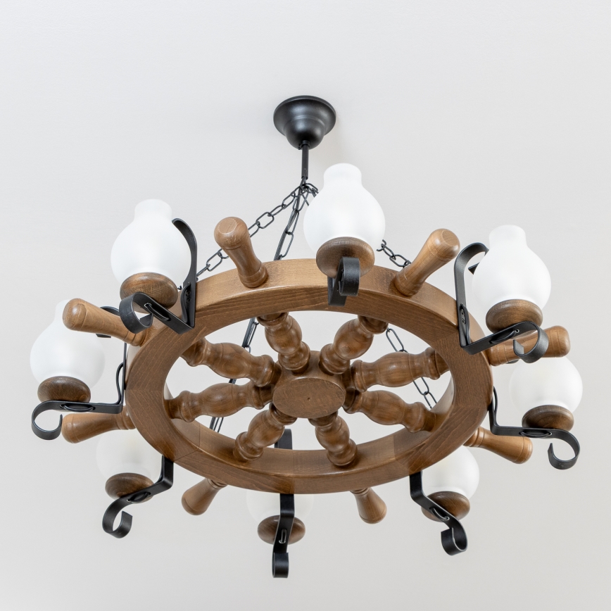 Brilagi - Lestenec na verigi TIMONA 8xE14/40W/230V premer 70 cm buk/oreh