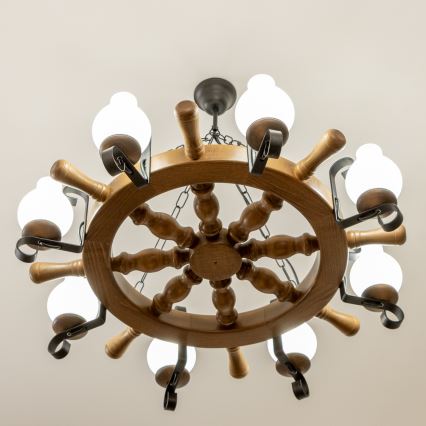 Brilagi - Lestenec na verigi TIMONA 8xE14/40W/230V premer 70 cm buk/oreh
