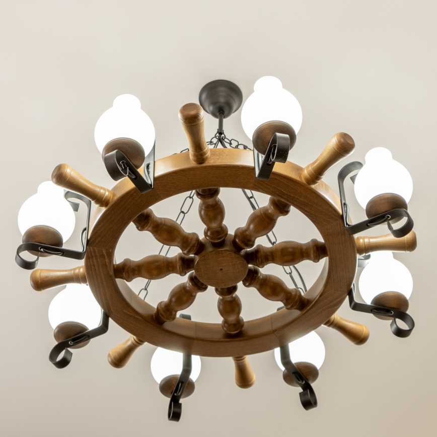 Brilagi - Lestenec na verigi TIMONA 8xE14/40W/230V premer 70 cm buk/oreh