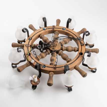 Brilagi - Lestenec na verigi TIMONA 8xE14/40W/230V, premer 70 cm, bukev