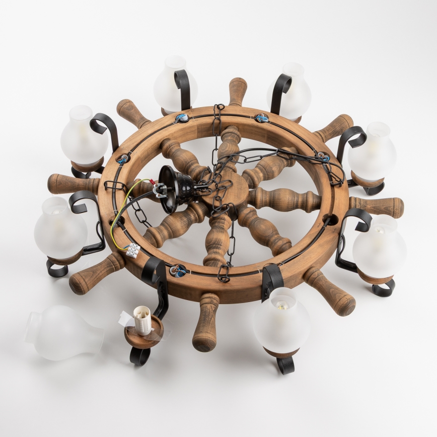 Brilagi - Lestenec na verigi TIMONA 8xE14/40W/230V, premer 70 cm, bukev