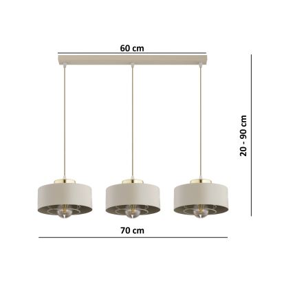 Brilagi - Lestenec na vrvici 3xE27/60W/230V bež/zlata