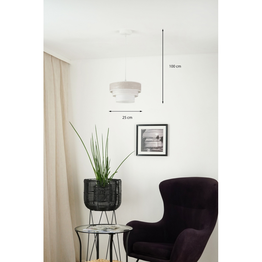 Brilagi - Lestenec na vrvici ALASKA LUNETA 1xE27/15W/230V pr. 25 cm siva/krem barva