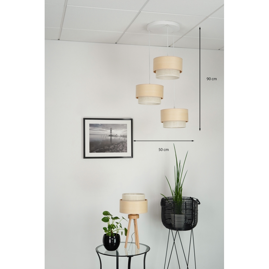 Brilagi - Lestenec na vrvici ARIZONA BOHO 3xE27/15W/230V bež/bela