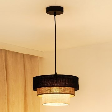 Brilagi - Lestenec na vrvici ASPEN LUNETA 1xE27/15W/230V pr. 25 cm črna/bež/krem barva