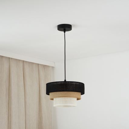 Brilagi - Lestenec na vrvici ASPEN LUNETA 1xE27/15W/230V pr. 25 cm črna/bež/krem barva
