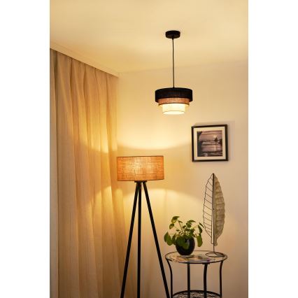 Brilagi - Lestenec na vrvici ASPEN LUNETA 1xE27/15W/230V pr. 25 cm črna/bež/krem barva