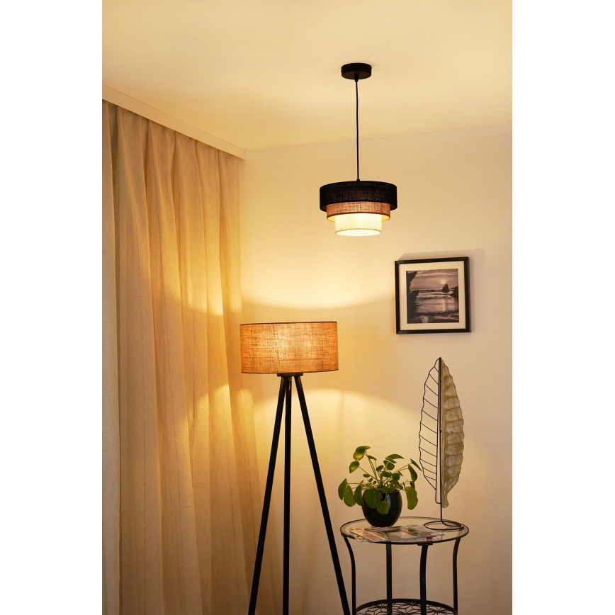 Brilagi - Lestenec na vrvici ASPEN LUNETA 1xE27/15W/230V pr. 25 cm črna/bež/krem barva
