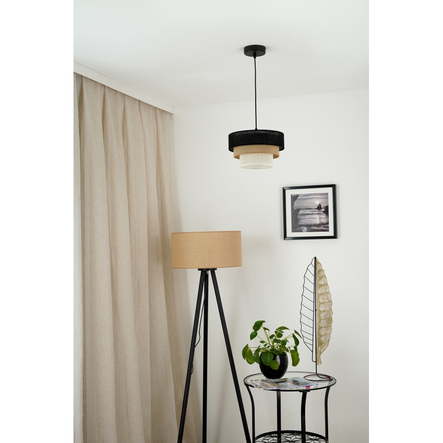 Brilagi - Lestenec na vrvici ASPEN LUNETA 1xE27/15W/230V pr. 25 cm črna/bež/krem barva