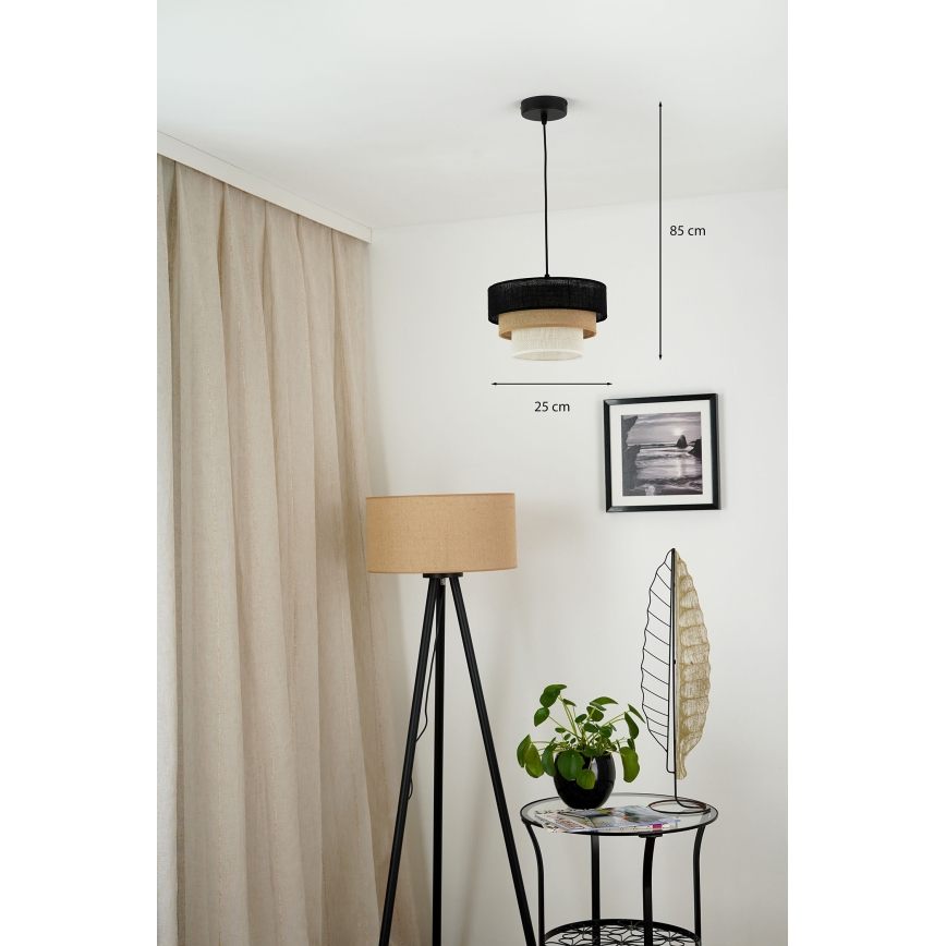 Brilagi - Lestenec na vrvici ASPEN LUNETA 1xE27/15W/230V pr. 25 cm črna/bež/krem barva