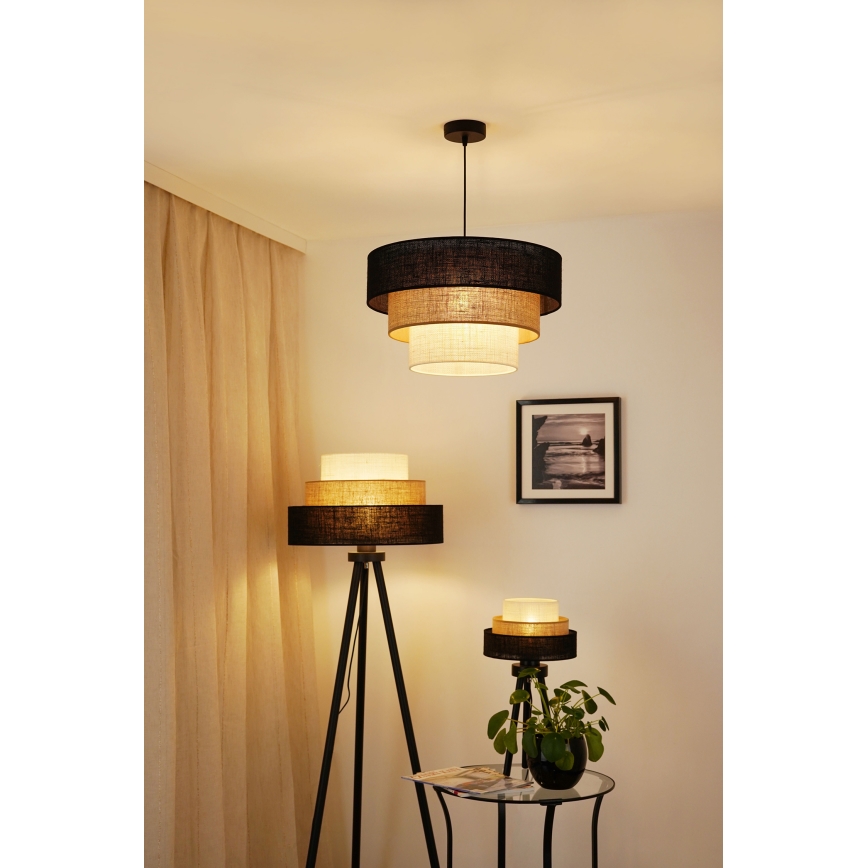 Brilagi - Lestenec na vrvici ASPEN LUNETA 1xE27/15W/230V pr. 45 cm črna/bež/krem barva