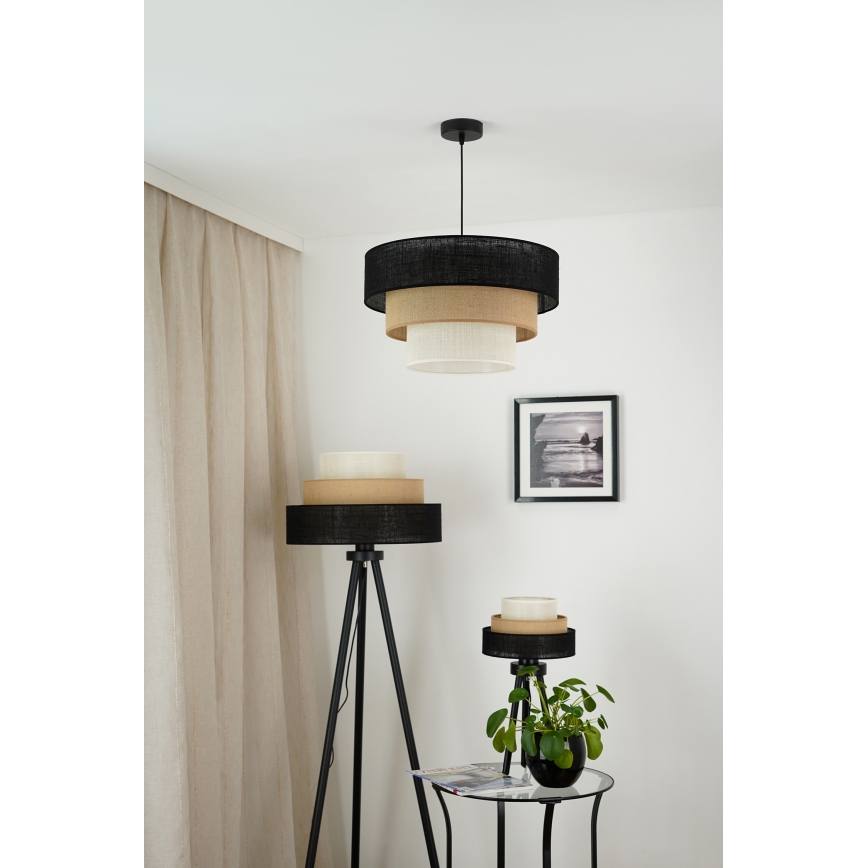 Brilagi - Lestenec na vrvici ASPEN LUNETA 1xE27/15W/230V pr. 45 cm črna/bež/krem barva