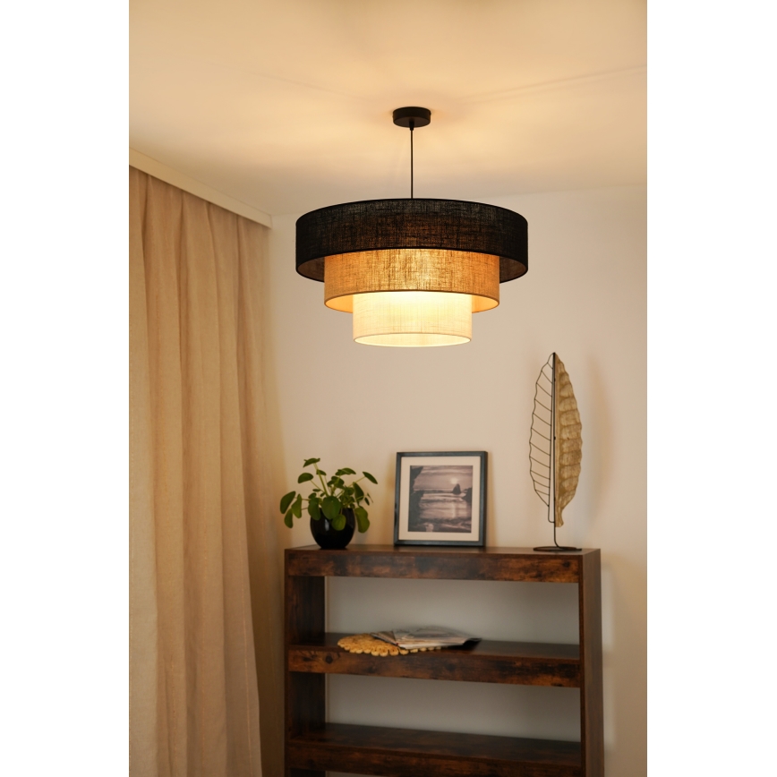 Brilagi - Lestenec na vrvici ASPEN LUNETA 1xE27/15W/230V pr. 60 cm črna/bež/krem barva