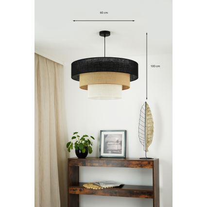 Brilagi - Lestenec na vrvici ASPEN LUNETA 1xE27/15W/230V pr. 60 cm črna/bež/krem barva