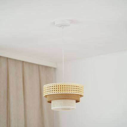Brilagi - Lestenec na vrvici CEDAR LUNETA 1xE27/15W/230V pr. 25 cm bež/rjava/krem barva