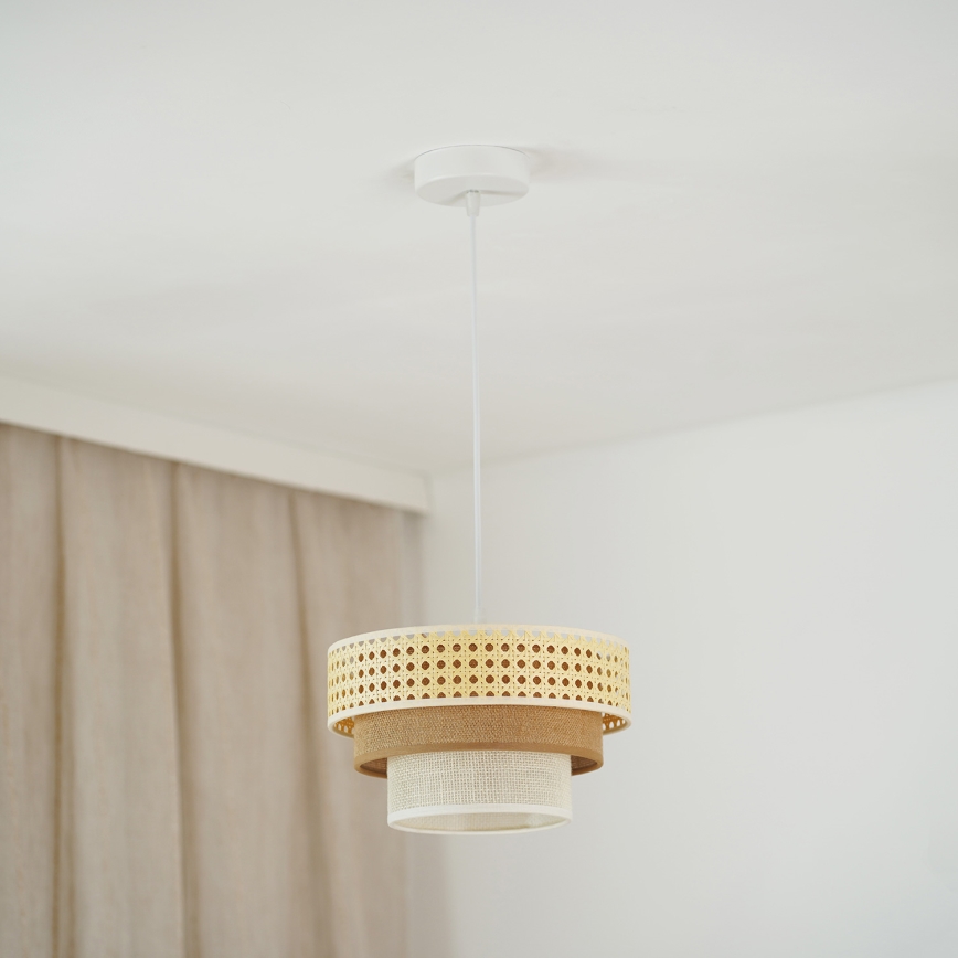 Brilagi - Lestenec na vrvici CEDAR LUNETA 1xE27/15W/230V pr. 25 cm bež/rjava/krem barva