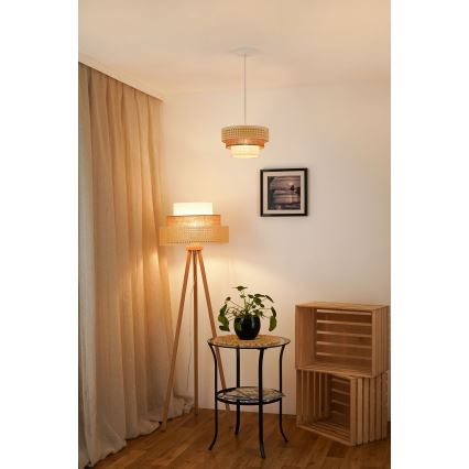 Brilagi - Lestenec na vrvici CEDAR LUNETA 1xE27/15W/230V pr. 25 cm bež/rjava/krem barva