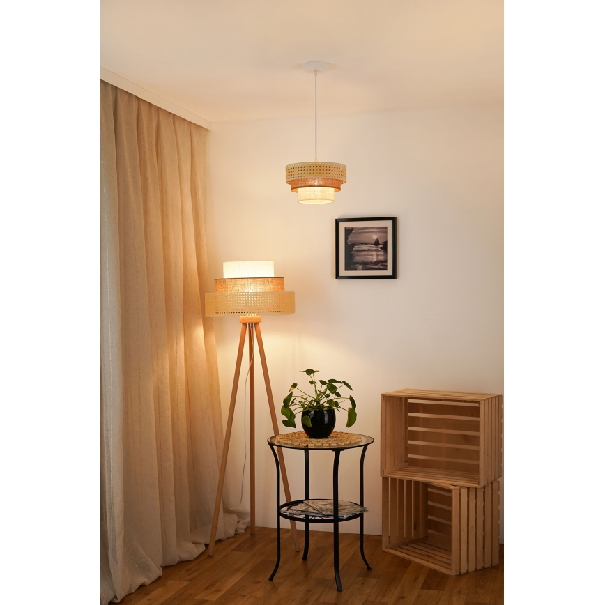 Brilagi - Lestenec na vrvici CEDAR LUNETA 1xE27/15W/230V pr. 25 cm bež/rjava/krem barva