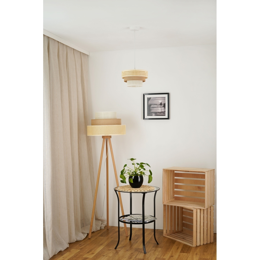 Brilagi - Lestenec na vrvici CEDAR LUNETA 1xE27/15W/230V pr. 25 cm bež/rjava/krem barva