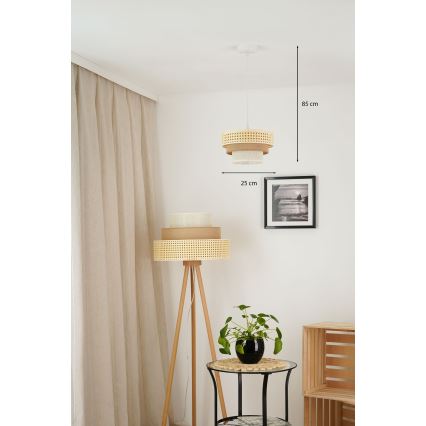 Brilagi - Lestenec na vrvici CEDAR LUNETA 1xE27/15W/230V pr. 25 cm bež/rjava/krem barva