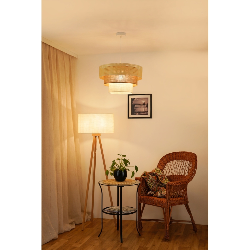 Brilagi - Lestenec na vrvici CEDAR LUNETA 1xE27/15W/230V pr. 45 cm bež/rjava/krem barva