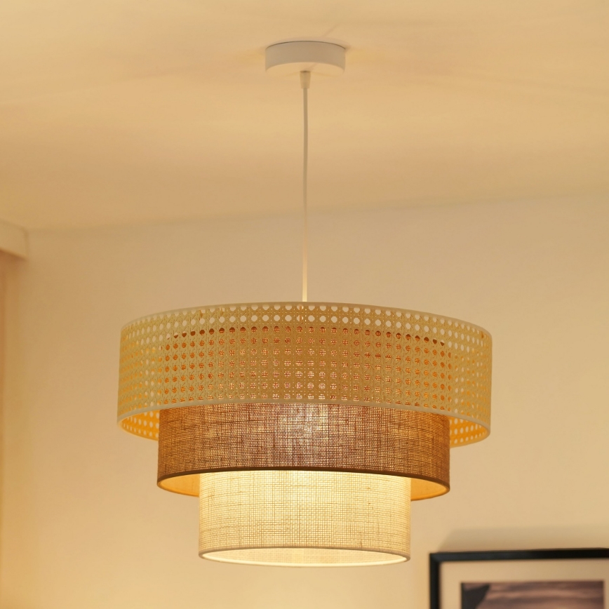 Brilagi - Lestenec na vrvici CEDAR LUNETA 1xE27/15W/230V pr. 45 cm bež/rjava/krem barva