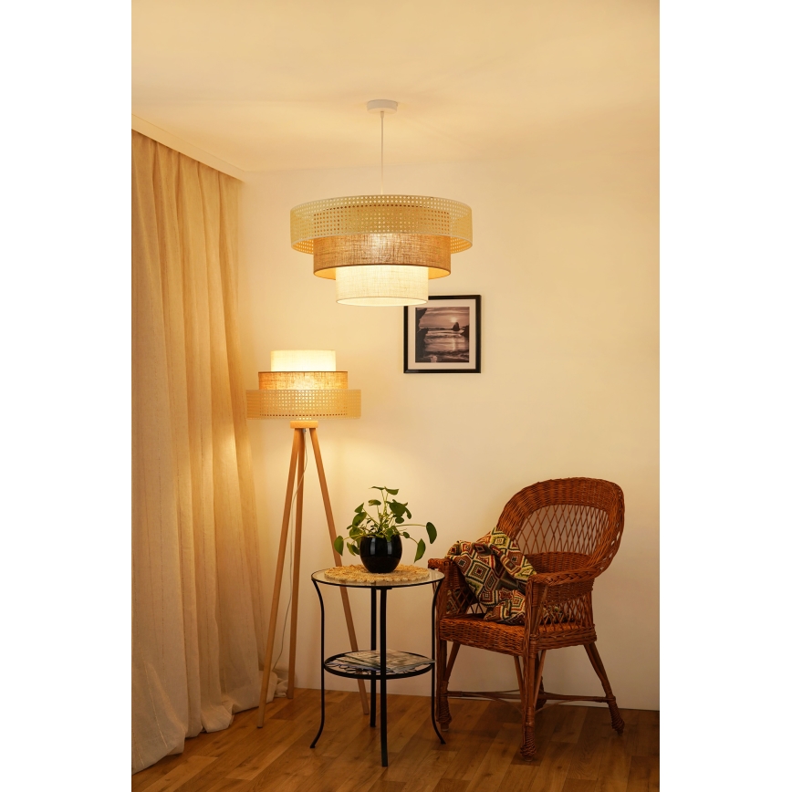 Brilagi - Lestenec na vrvici CEDAR LUNETA 1xE27/15W/230V pr. 60 cm bež/rjava/krem barva
