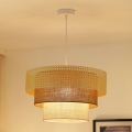 BRILAGI - Lestenec na vrvici CEDAR LUNETA 1xE27/15W/230V premer 45 cm ratan/rjava/krem