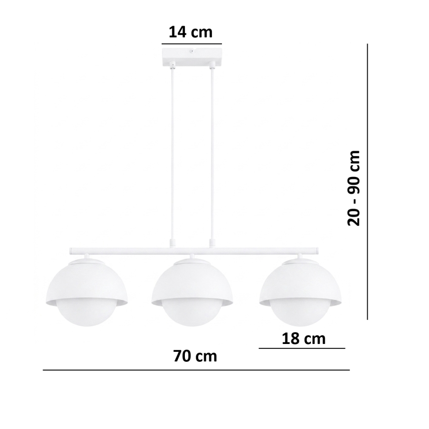 BRILAGI - Lestenec na vrvici COSMO 3xE27/60W/230V bela