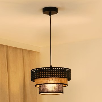 Brilagi - Lestenec na vrvici DAKOTA LUNETA 1xE27/15W/230V pr. 25 cm črna/bež